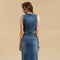 Button Down Denim Midi Skirt-Skirt-Blu Pepper-S-Urbanheer