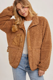 Button Down Fleece Sherpa Jacket CAMEL-Jacket-Peace Love Line-S-CAMEL-Urbanheer