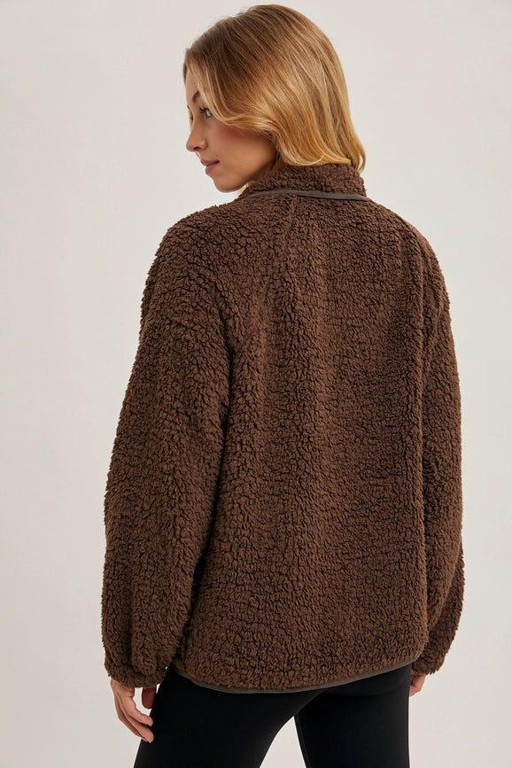 Button Down Fleece Sherpa Jacket COCO-Jacket-Peace Love Line-S-COCO-Urbanheer