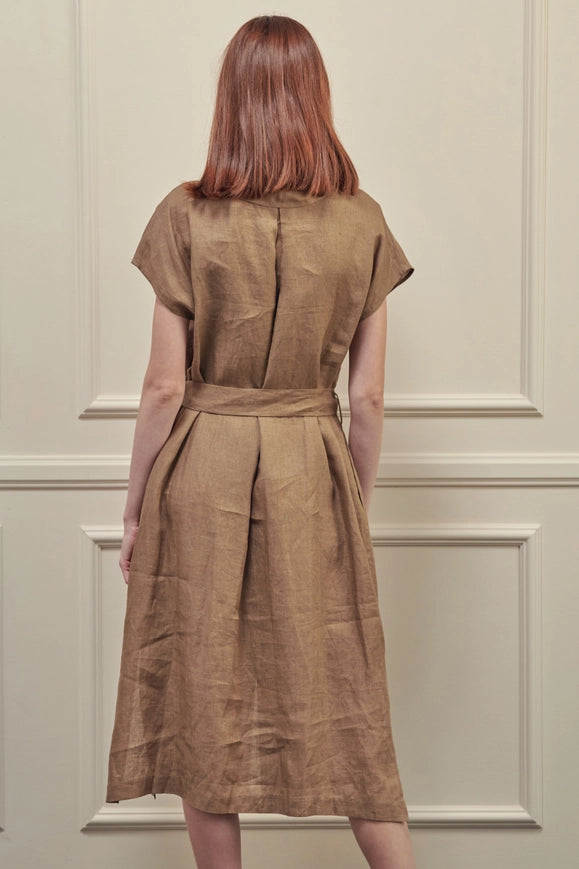 Button-Down Shirts Dress-Dress-amente-S-Mocha-Urbanheer