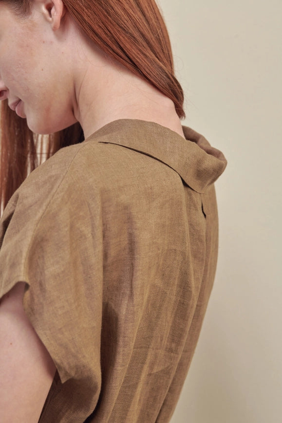 Button-Down Shirts Dress-Dress-amente-S-Mocha-Urbanheer