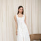 Button Down Sleeveless Split Hem Linen Midi Dress - White