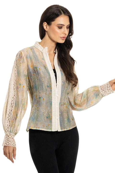 Button Down Top with Lace Detailing-Blouse-Adore-S-Urbanheer