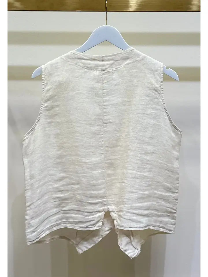 Button Down Vest with Faux Pocket Butter-Vest-MILIO MILANO-XS-Butter-Urbanheer