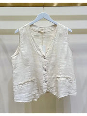 Button Down Vest with Faux Pocket Butter-Vest-MILIO MILANO-XS-Butter-Urbanheer