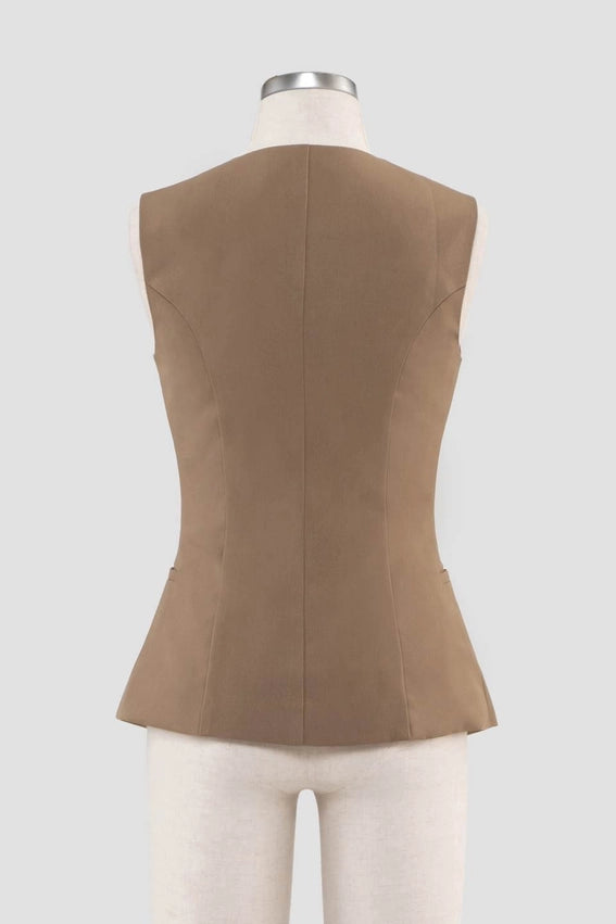 Button Front Longline Vest-Vest-Moon River-XS-OLIVE-Urbanheer