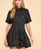 Button Up Collared Side Pockets Dress-Dress-TCEC-S-Black-Urbanheer