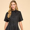 Button Up Collared Side Pockets Dress-Dress-TCEC-S-Black-Urbanheer