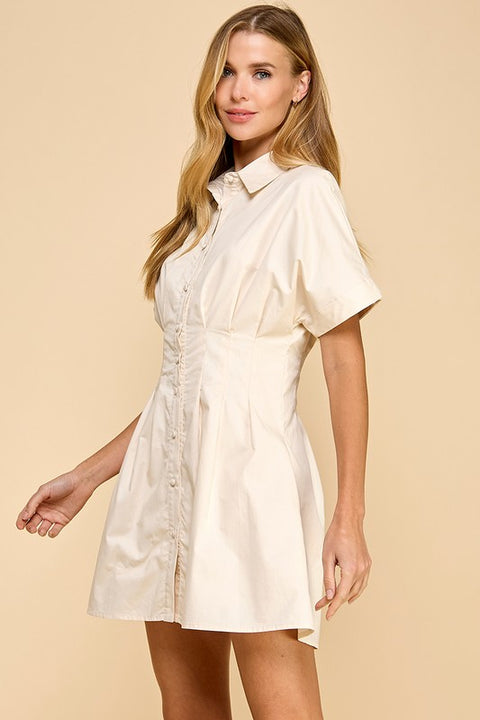 Button Up Collared Side Pockets Dress-Dress-TCEC-S-Black-Urbanheer