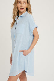 Button Up Shirt Dress CHAMBRAY-Dress-Peace Love Line-S-CHAMBRAY-Urbanheer