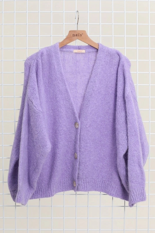 Buttoned Cardigan, in Mohair and Wool