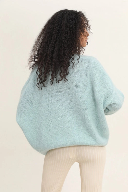 Buttoned Cardigan, in Mohair and Wool