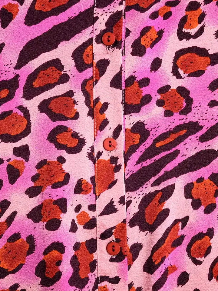 Buttoned Shirt in Fuchsia Leopard Print-Shirt-Q2-S-FUCHSIA-Urbanheer