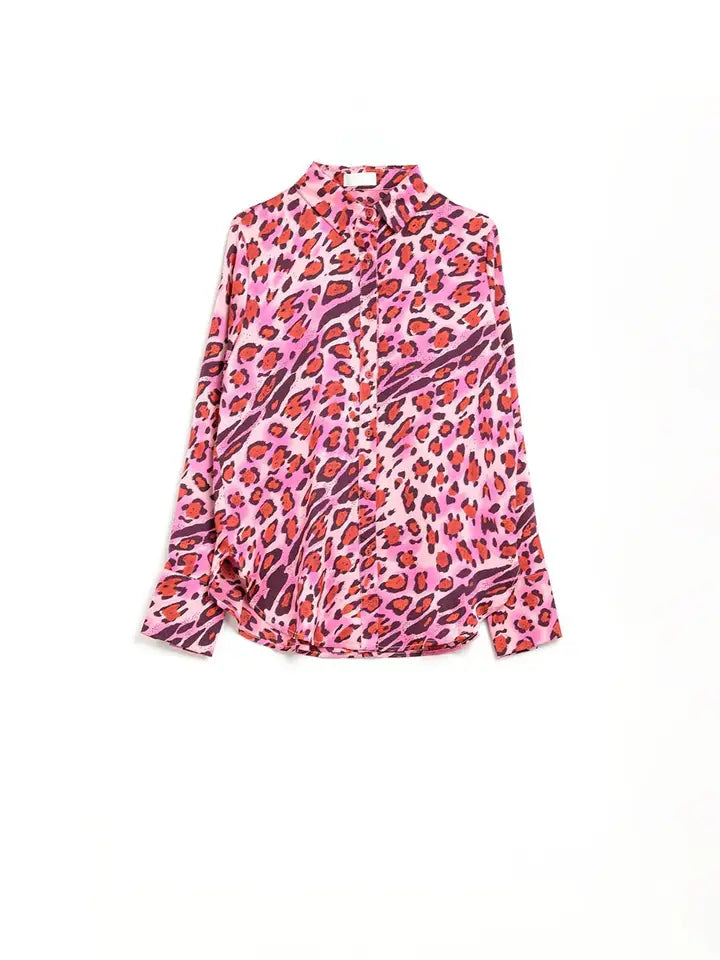 Buttoned Shirt in Fuchsia Leopard Print-Shirt-Q2-S-FUCHSIA-Urbanheer