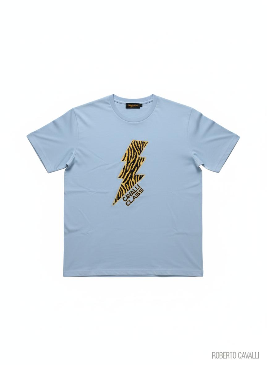 CAVALLI CLASS MEN'S SHORT SLEEVE T-SHIRT BLUE