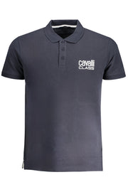 CAVALLI CLASS MEN'S SHORT SLEEVED POLO SHIRT BLUE-Polo-CAVALLI CLASS-BLUE-M-Urbanheer