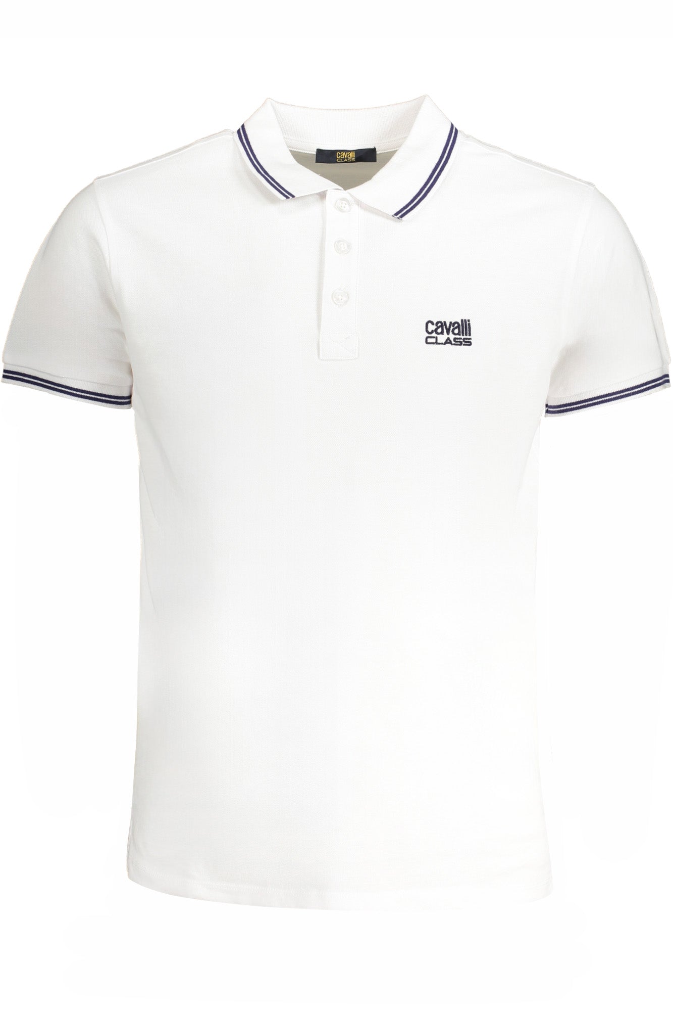 CAVALLI CLASS MEN'S WHITE SHORT SLEEVED POLO SHIRT-Polo-CAVALLI CLASS-WHITE-M-Urbanheer