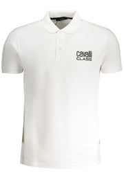 CAVALLI CLASS MEN'S WHITE SHORT SLEEVED POLO SHIRT-Polo-CAVALLI CLASS-WHITE-M-Urbanheer