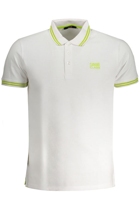 CAVALLI CLASS MEN'S WHITE SHORT SLEEVED POLO SHIRT-Polo-CAVALLI CLASS-WHITE-M-Urbanheer