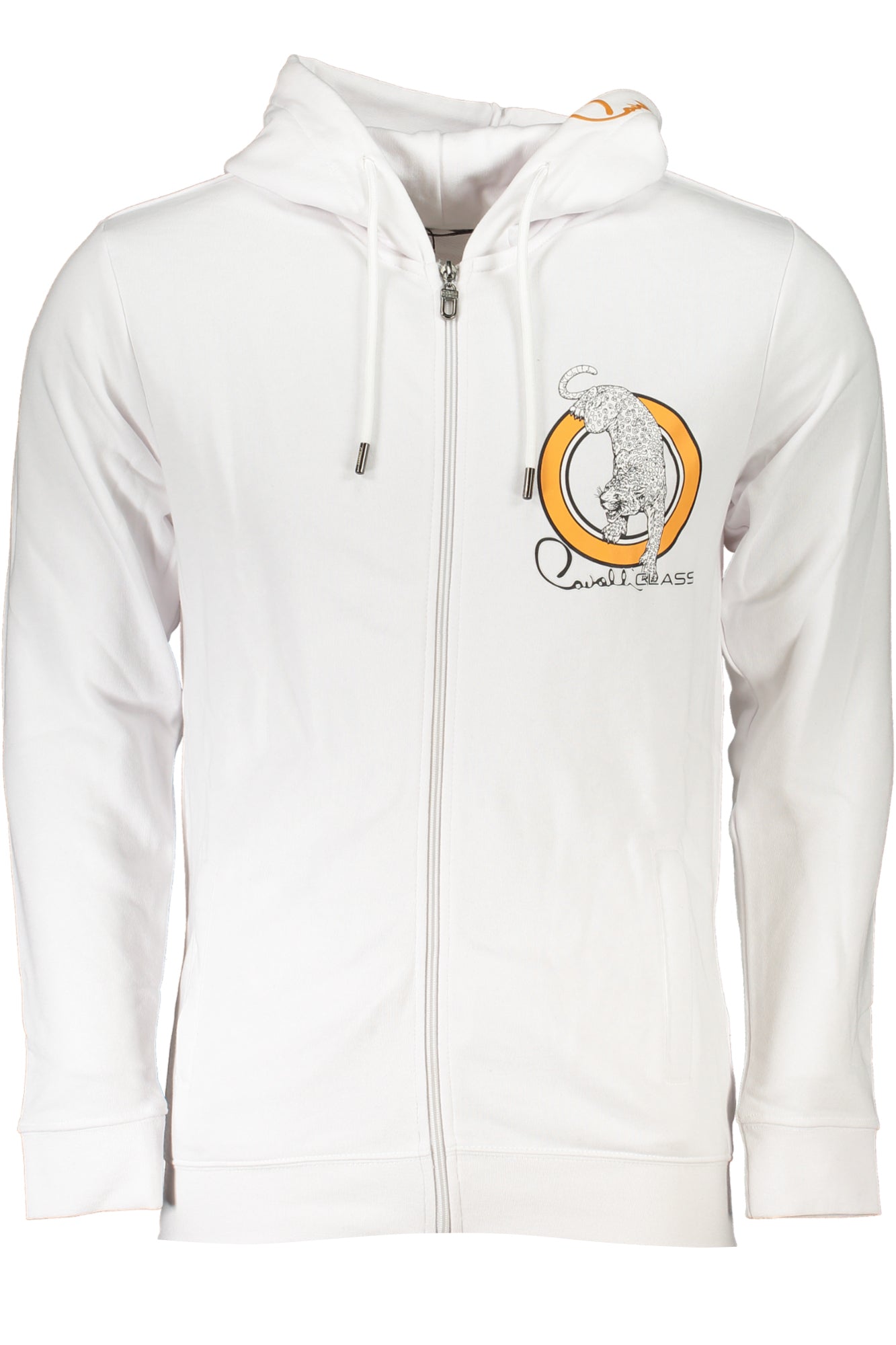 CAVALLI CLASS MEN'S WHITE ZIP SWEATSHIRT-Felpe-CAVALLI CLASS-WHITE-S-Urbanheer