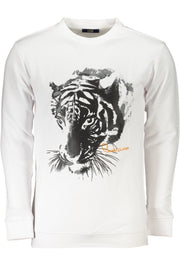 CAVALLI CLASS MEN'S WHITE ZIPLESS SWEATSHIRT-Felpe-CAVALLI CLASS-WHITE-S-Urbanheer