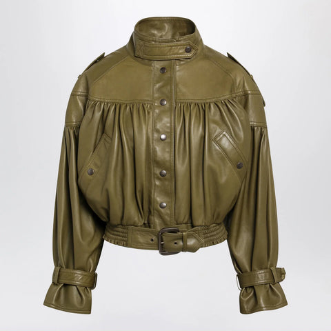 Chloé Eucalyptus cropped jacket with leather belt