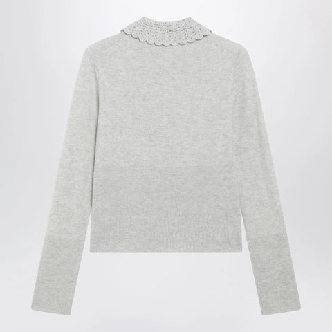 Chloé Slim-fit logo wool cardigan in Sweet Grey