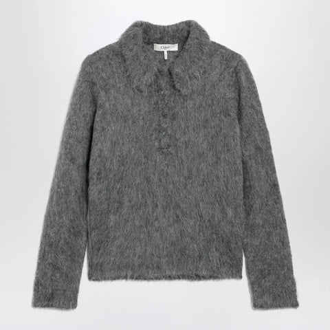 Chloé Smoke grey alpaca-blend cardigan
