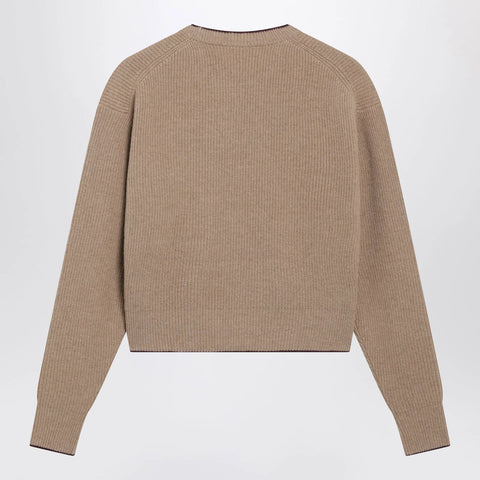 Chloé Light Brown Wool and Cashmere Logo Sweater