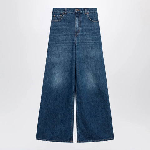 Chloé flared jeans in washed midnight blue denim