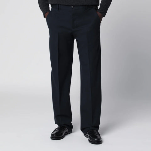 PT Torino Blue Wool-Blend Trousers