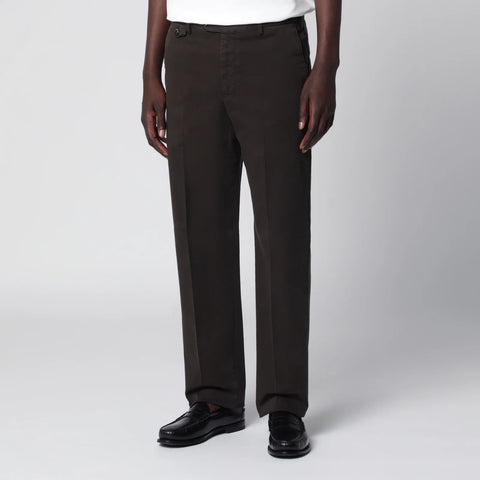PT Torino Dark Brown Cotton Trousers