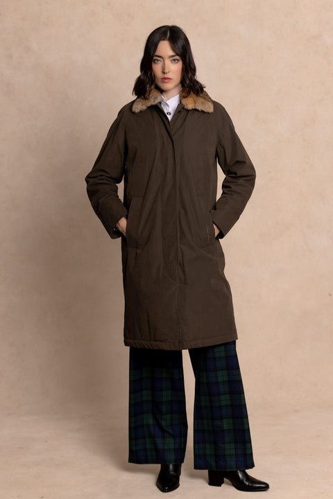 COBH Coat with Camel-Effect Fur Interior and Fur Collar