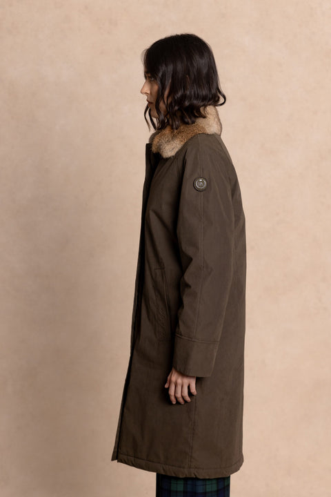 COBH Coat with Camel-Effect Fur Interior and Fur Collar