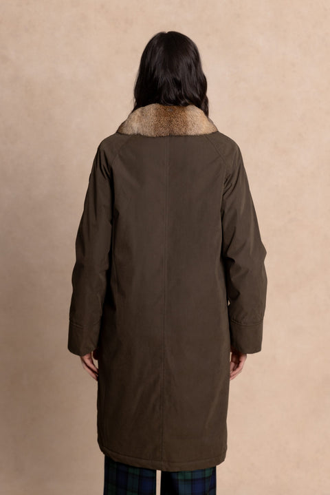 COBH Coat with Camel-Effect Fur Interior and Fur Collar