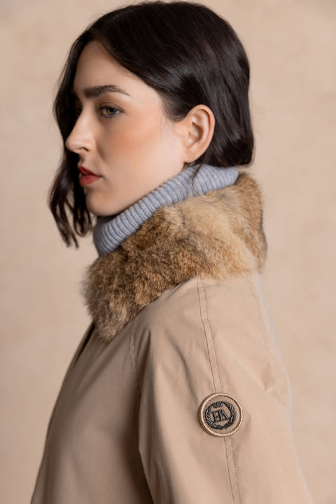 COBH Coat with Camel-Effect Fur Interior and Fur Collar
