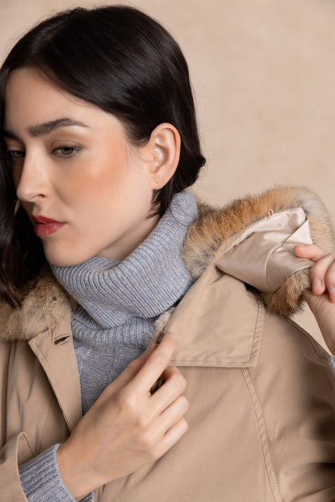 COBH Coat with Camel-Effect Fur Interior and Fur Collar