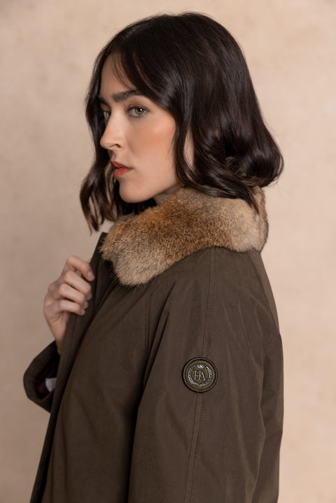COBH Coat with Camel-Effect Fur Interior and Fur Collar