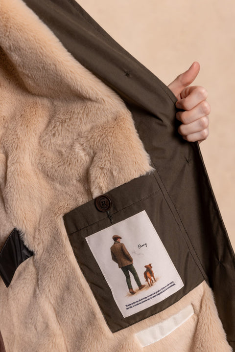 COBH Coat with Camel-Effect Fur Interior and Fur Collar