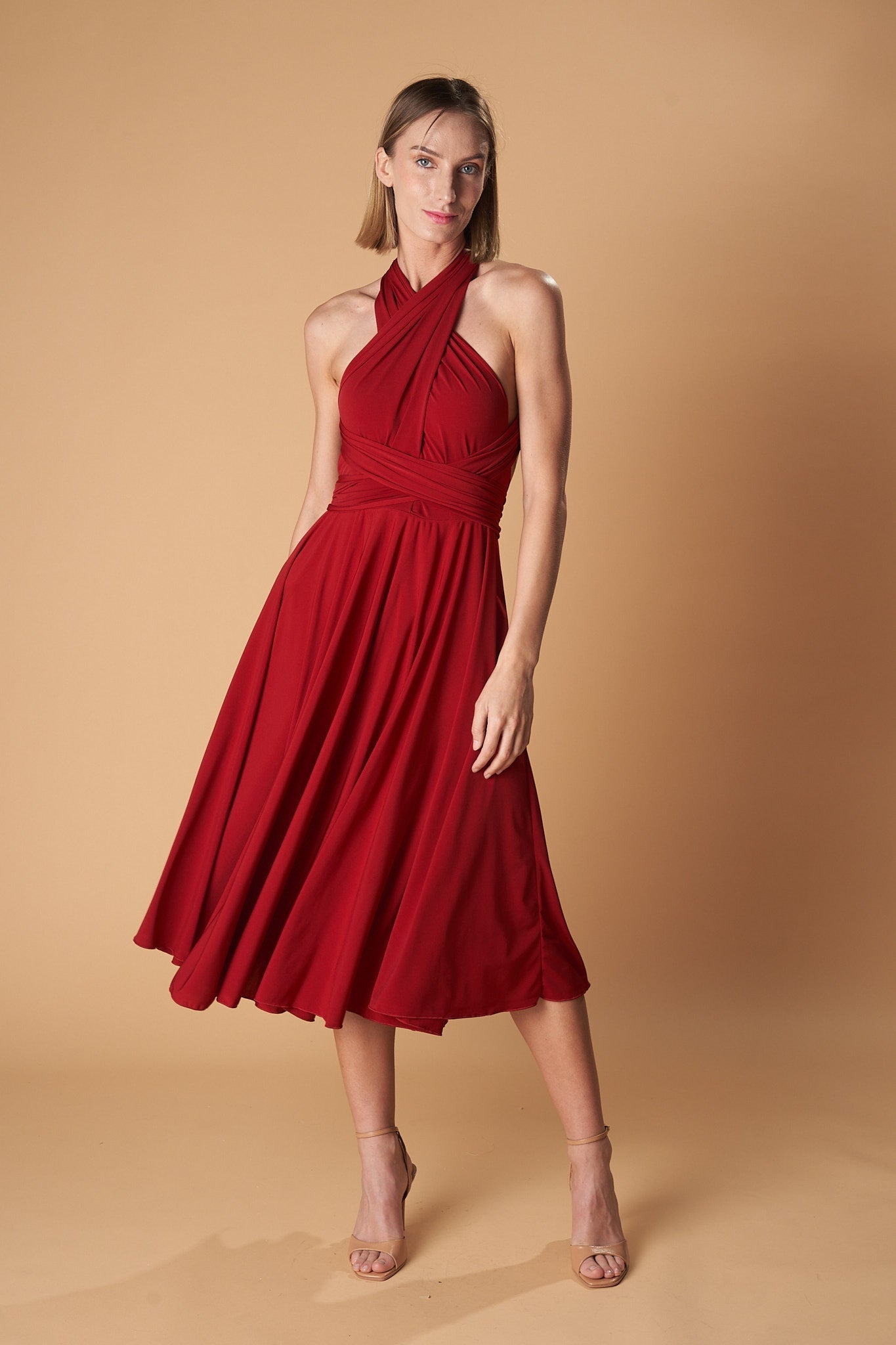 COCKTAIL DRESS-MULTIDRESS-Ceylan Bcn-BURGUNDY-ÚNICA-Urbanheer