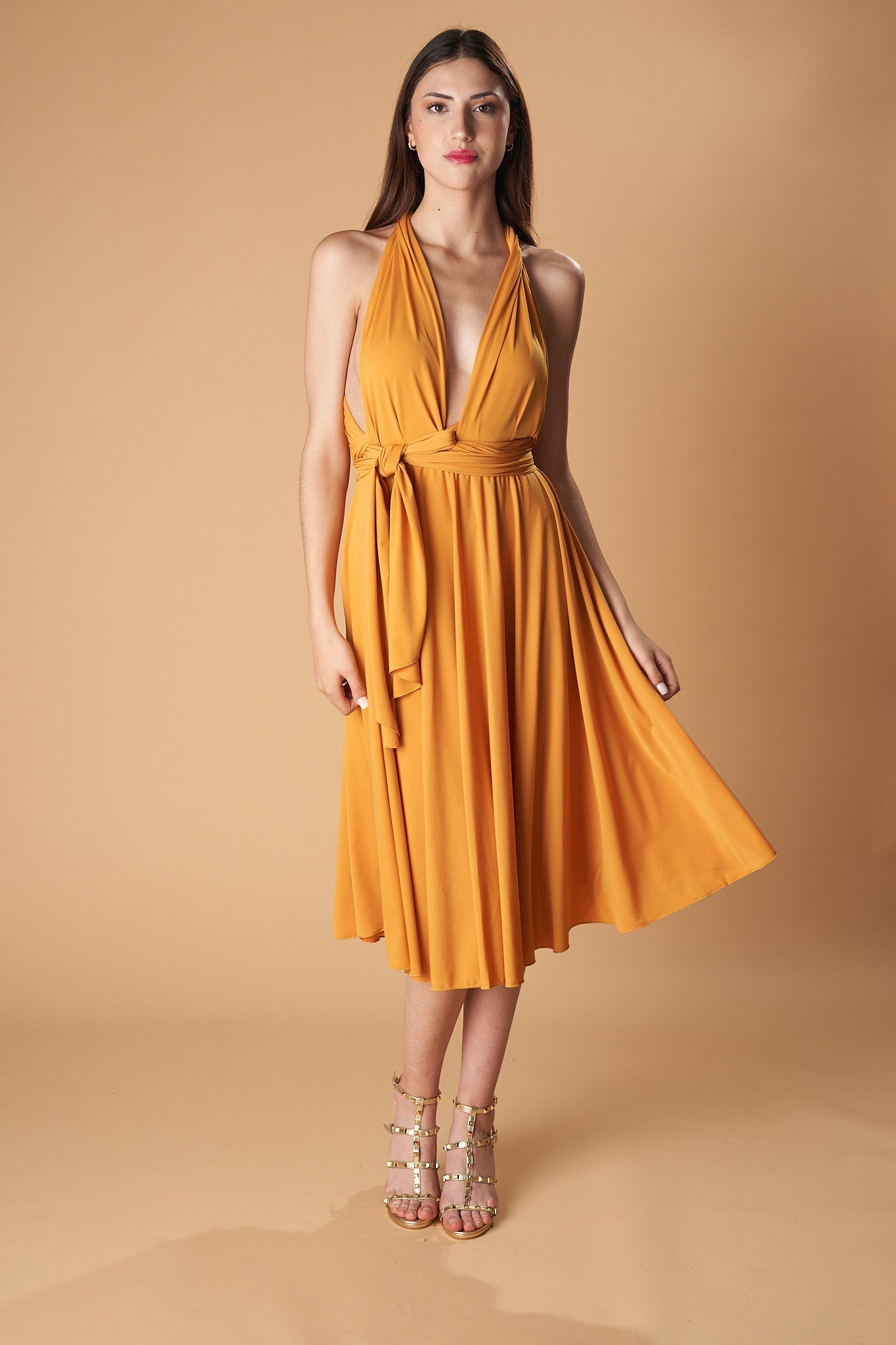 COCKTAIL DRESS-MULTIDRESS-Ceylan Bcn-MUSTARD-ÚNICA-Urbanheer