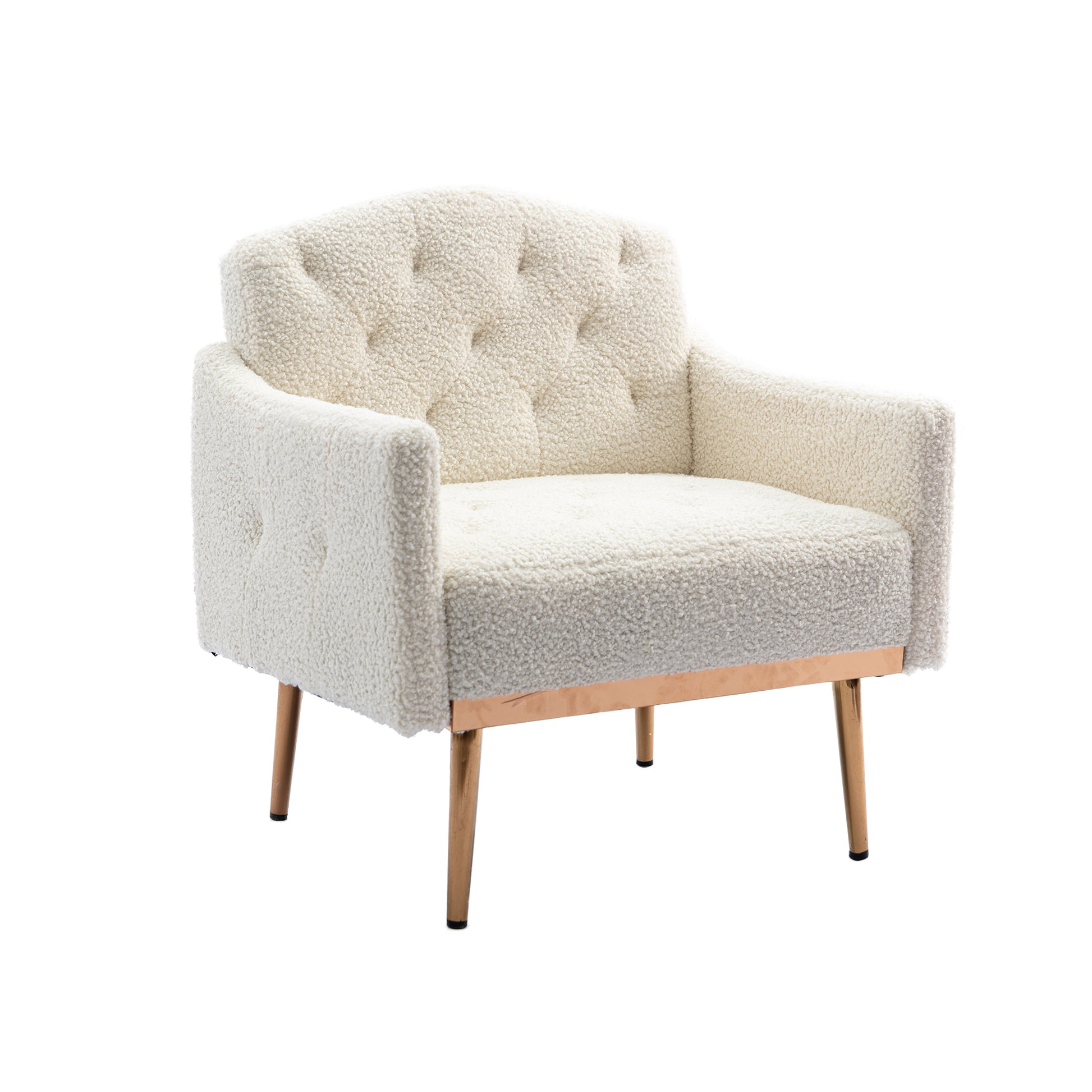 COOLMORE Modern Accent Chair with Arms, Tufted Decorative Fabric Armchair with Gold Metal Legs,-UH Decor-Default-Urbanheer