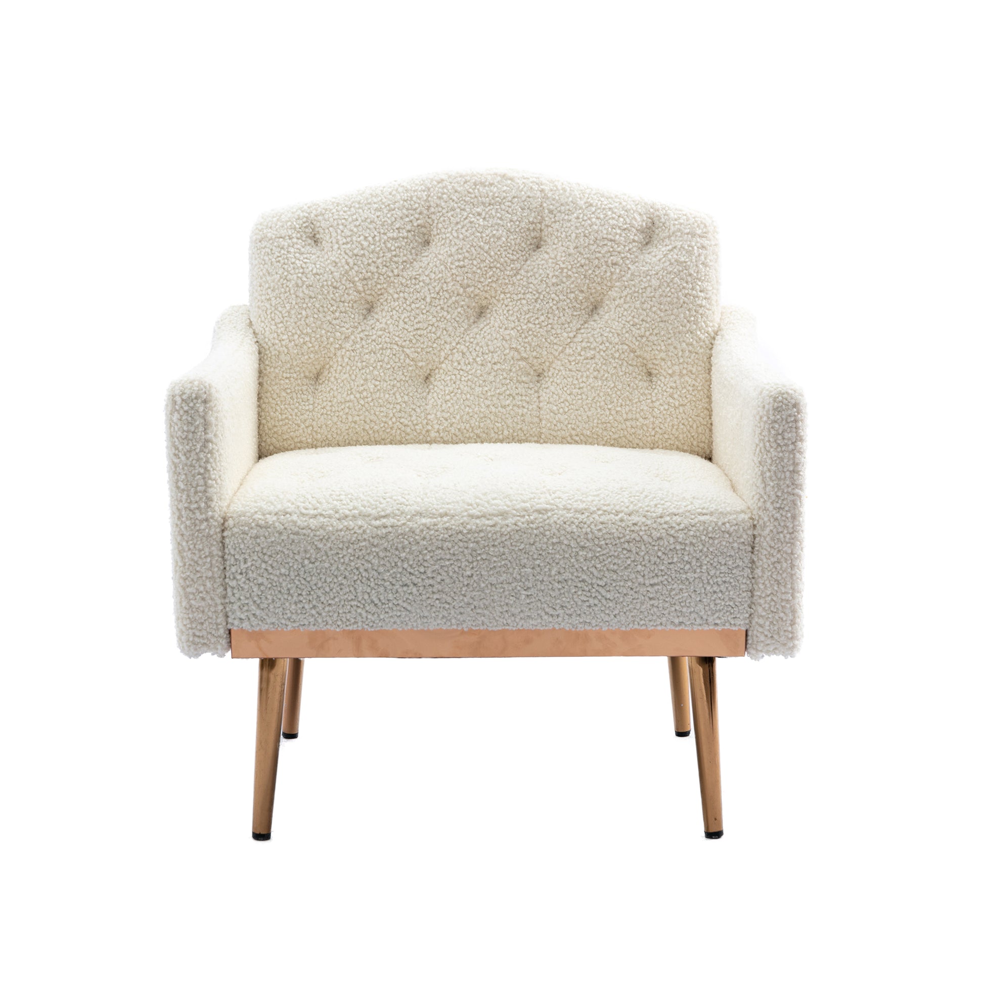 COOLMORE Modern Accent Chair with Arms, Tufted Decorative Fabric Armchair with Gold Metal Legs,-UH Decor-Default-Urbanheer