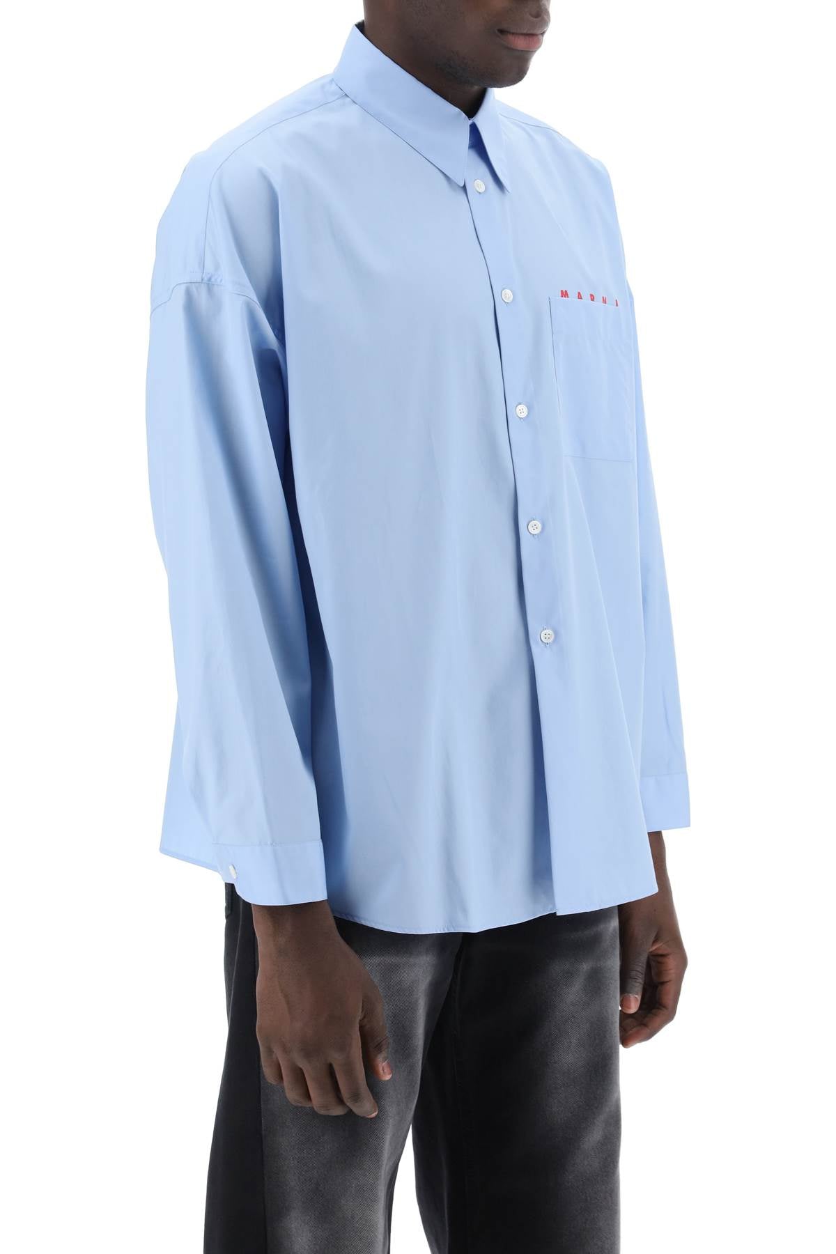 Marni Boxy Shirt With Italian Collar-Marni-Light blue-48-Urbanheer