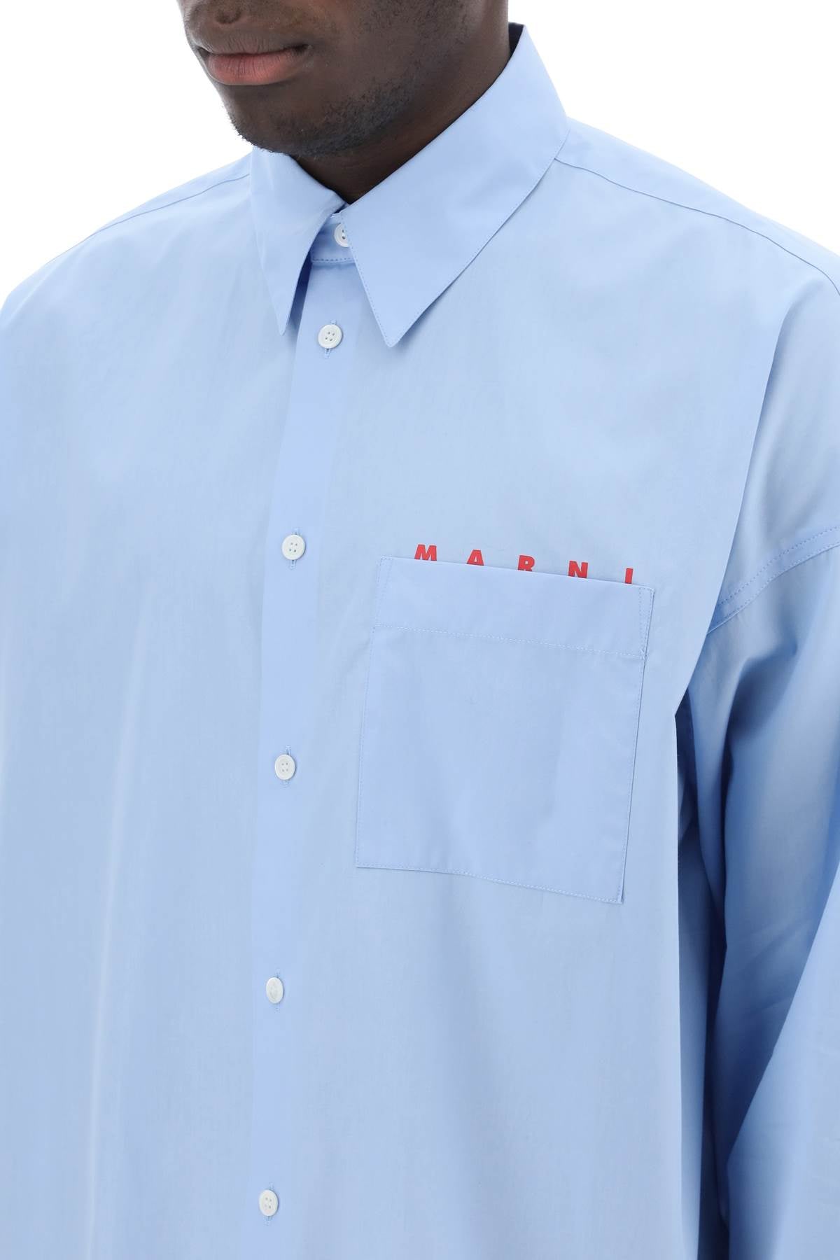 Marni Boxy Shirt With Italian Collar-Marni-Light blue-48-Urbanheer