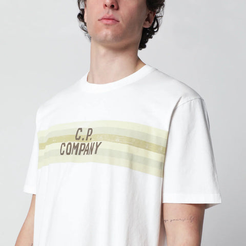 C.P. Company White T-shirt with logo print