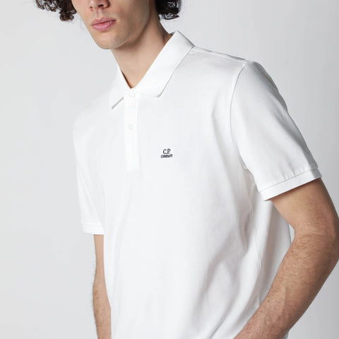 C.P. Company White polo shirt with logo patch