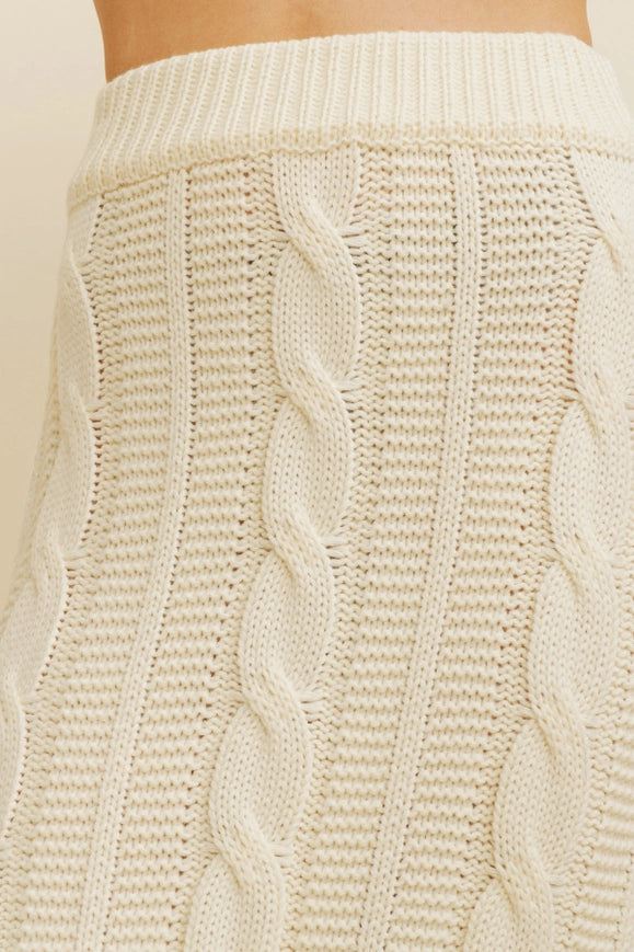 Cable Knit Side Slit Skirt-Skirt-Cloud Ten-S-Cream-Urbanheer