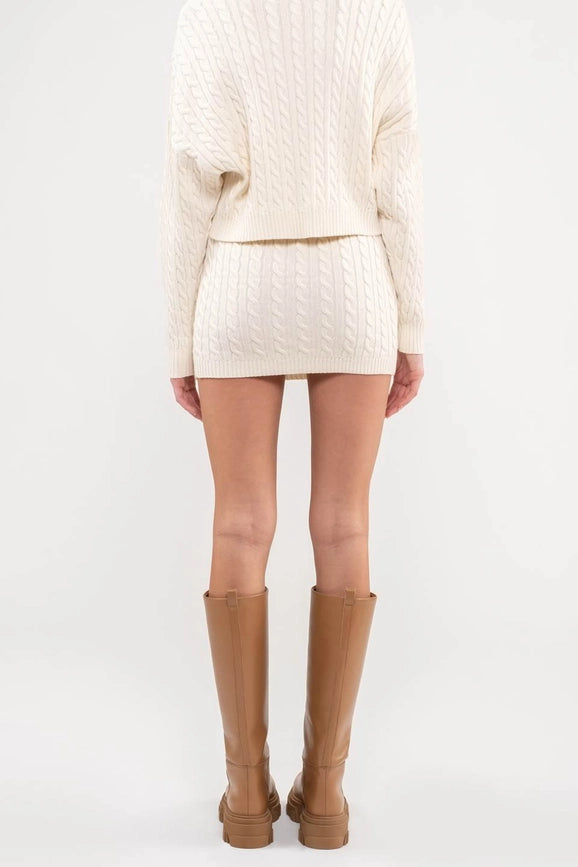Cable Knit Wrap Mini Skirt-Skirt-Blu Pepper-S-IVORY-Urbanheer