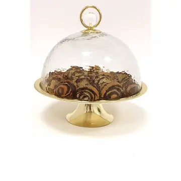 Cake Dome Gold with Clear Ball Knob